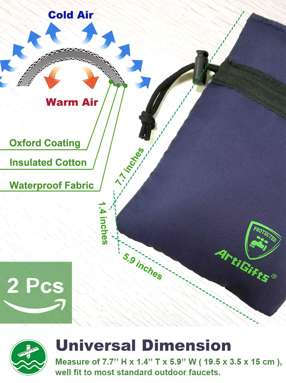 Pro Outdoor Faucet Cover Socks for Winter Freeze Protection, 5.9" W x 7.7" H, Black, Set of 2