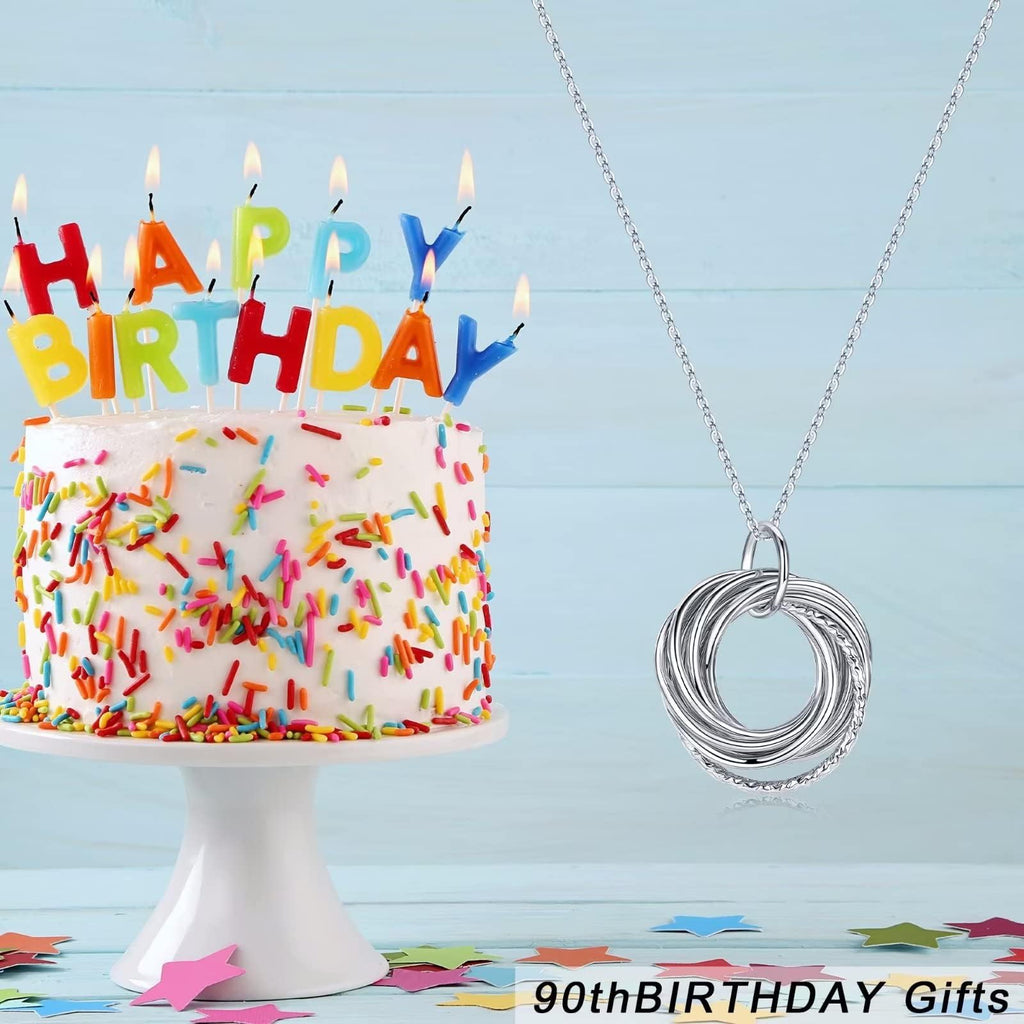 IEFLIFE Birthday Gifts for Women, Sterling Silver Chain Birthday Necklaces, 40th 50th 60th 70th 80th 90th Birthday Necklace, 40 50 60 70 80 90 Years Old Birthday Gifts, 4 5 6 7 8 9 Decade Birthday Jewelry for Women