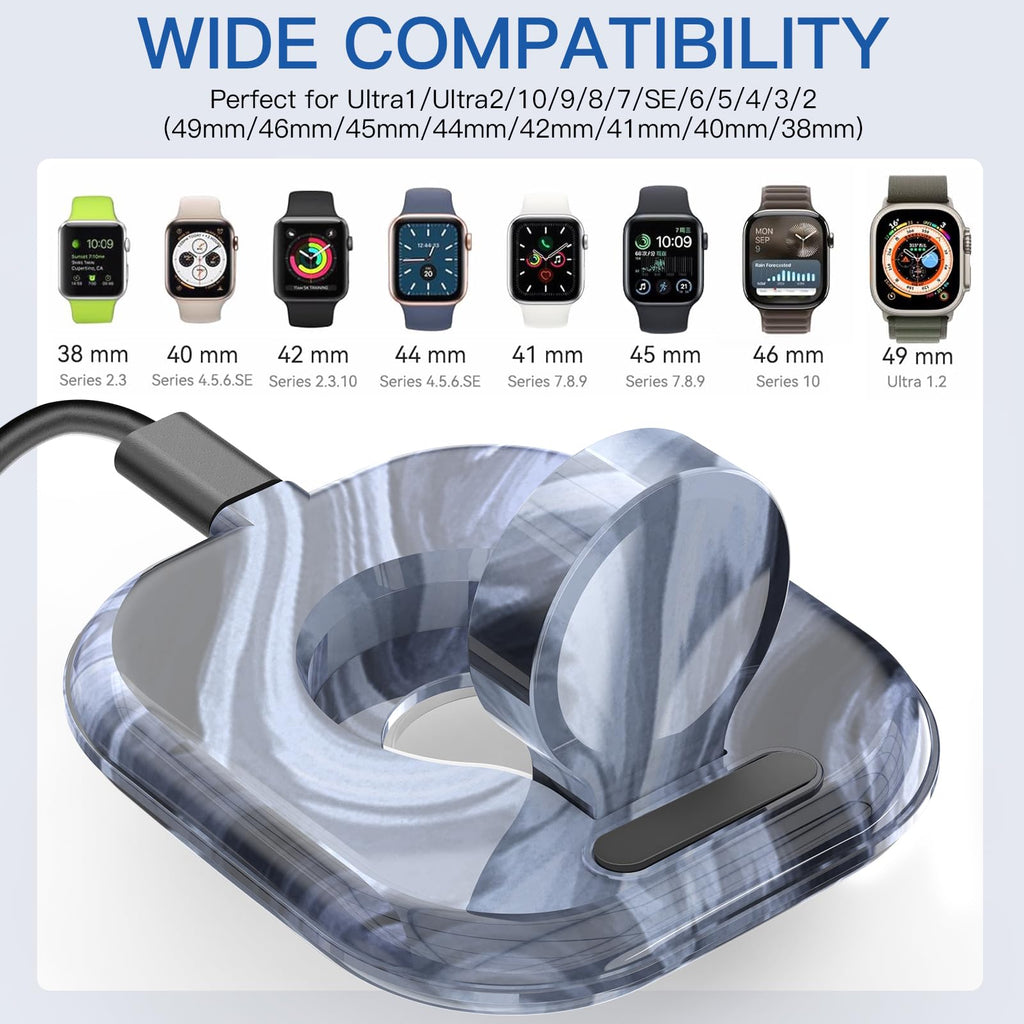 for Apple Watch Magnetic Charging Dock - Fast Magnetic Charger Stand, Compatible with Apple Watch Series 2/3/4/5/6/7/8/9/10/Ultra 1 2, Supports Nightstand Mode, Portable Design for Travel