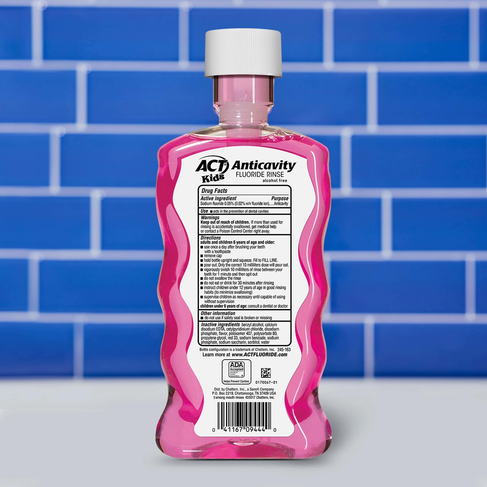 ACT Kids Anticavity Fluoride Mouthwash, Sugar & Alcohol Free Mouth Rinse Strengthens Teeth, Bubble Gum Blowout, 16.9 fl. oz.(Pack of 3)