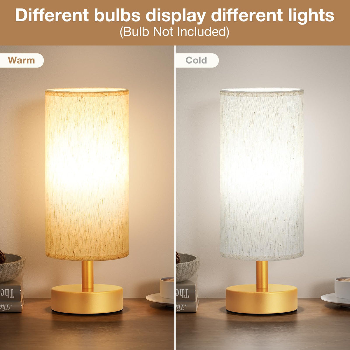 PartageiZ Small Table Lamp for Bedroom Set of 2 - Bedside Lamps for Night Stands, Minimalist Nightstand Light Lamp, Desk Lamps for Reading Room, Kids Room, Living Room, Office, Dorm