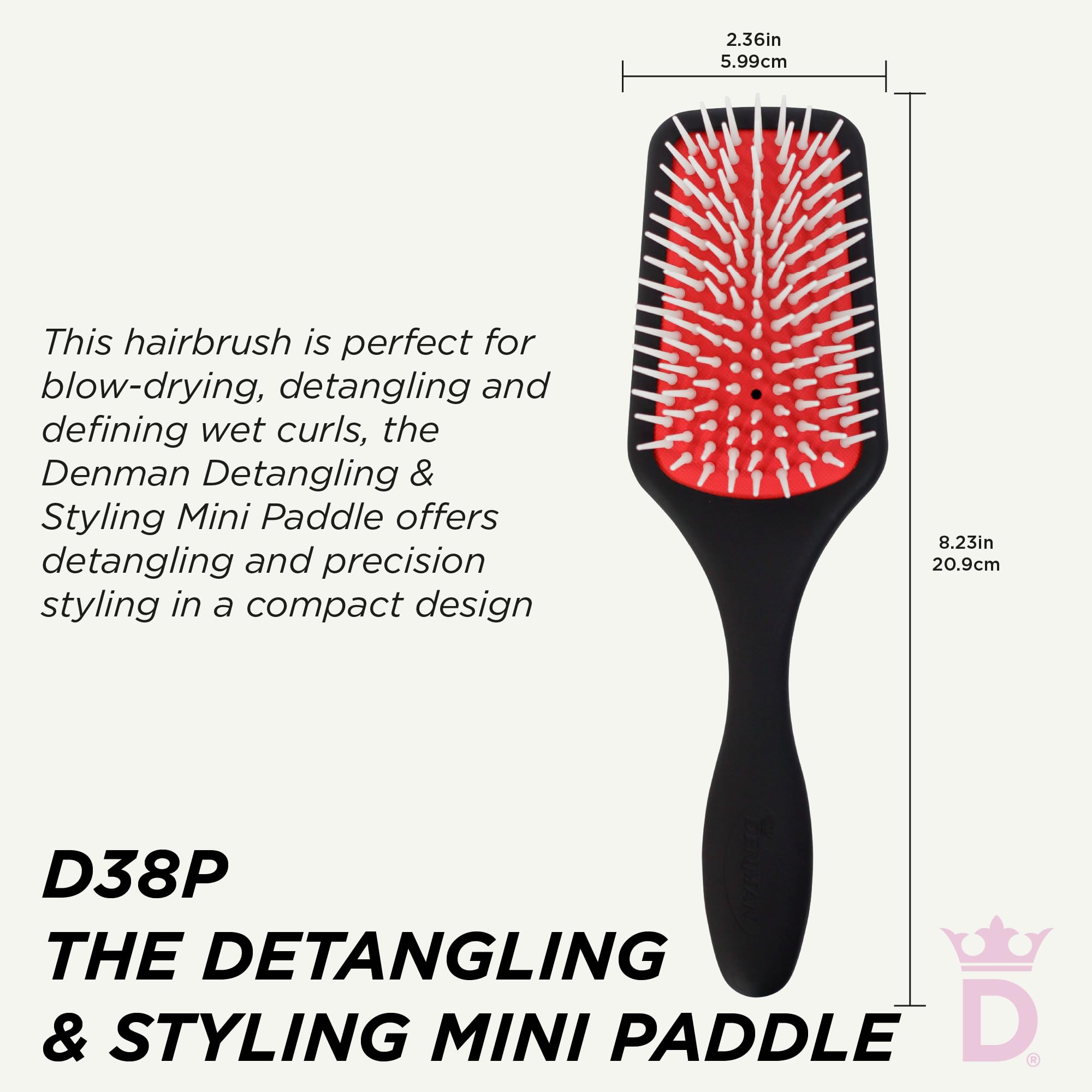 Denman Power Paddle Hair Brush for Quick and Convenient Detangling, Blow Drying and Styling - Combination of D3 Styling Pens & Paddle Brush - For Men and Women P038