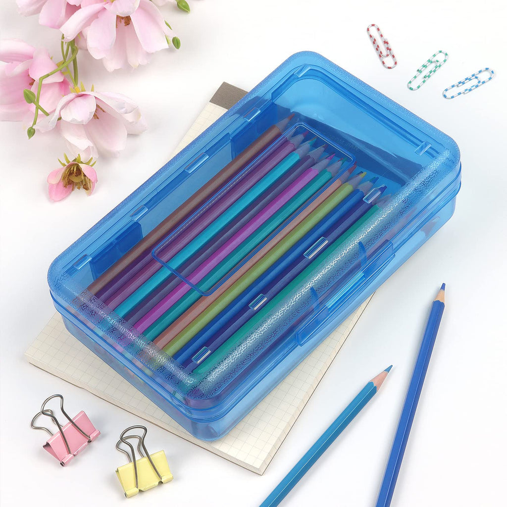 Tamaki 1 Pack Plastic Pencil Box Large Capacity Pencil Boxes Clear Boxes with Snap-tight Lid Stackable Design and Stylish Office Supplies Storage Organizer Box, Black
