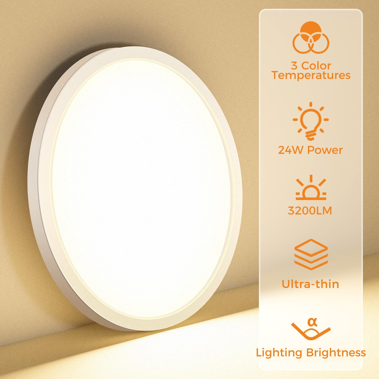 1PACK LED Flush Mount Ceiling Light Fixture, 3000K-4000K-6500K & 100W Equivalent Modern Kitchen Ceiling Lamp 15W 1500Lm 7.5 Inch Closet Round Surface for Bathroom Laundry Bedroom Hallway, Black
