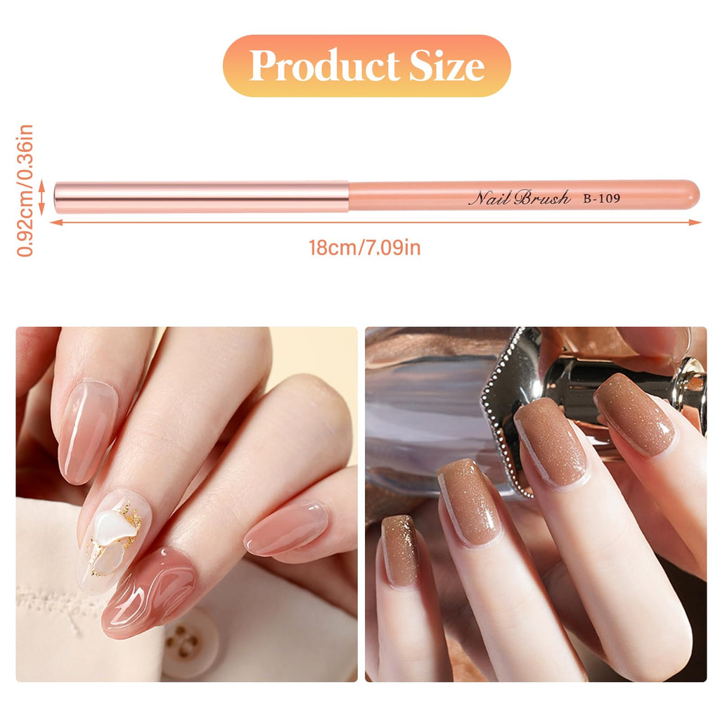 Nail Art Clean Up Brushes,Nail Brushes for Cleaning Polish Mistakes on the Cuticles, Acetone Resistant Nail Brush, Fingernail Cleaning Brushes for Nail Art and Designs (2 Pcs Round&Angled)