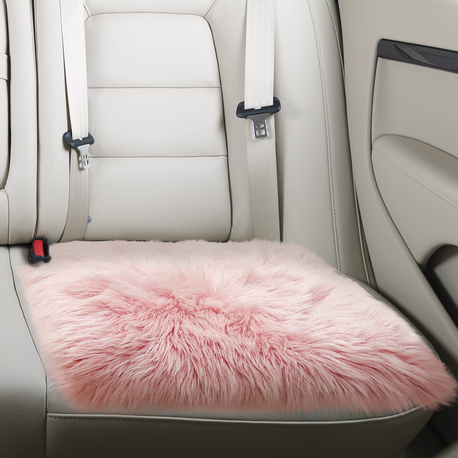 Softlife Black Faux Fur Sheepskin Chair Cover Seats Cushion Pad Super Soft Area Rugs for Living Bedroom Sofa Dorm (1.6ft x 1.6ft)