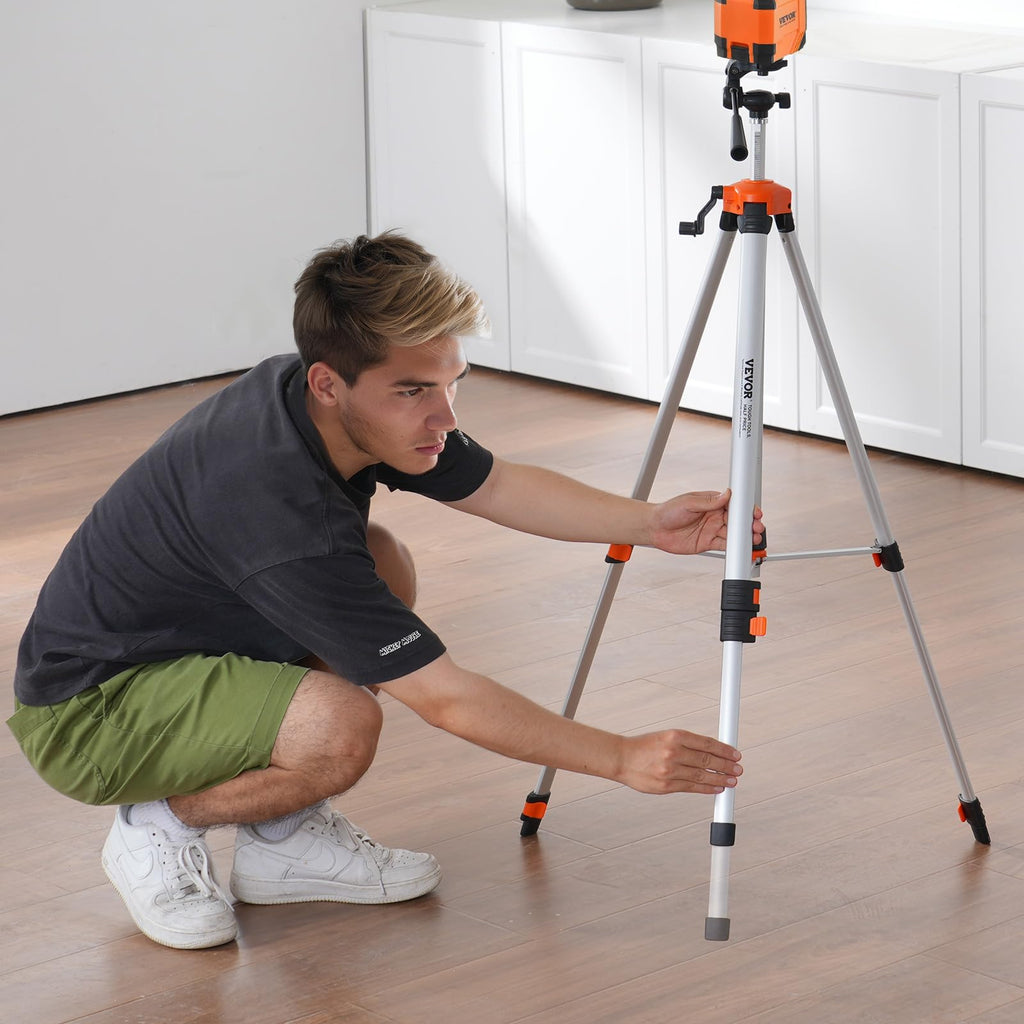 VEVOR Laser Level Tripod Stand, 5/8"-11 Thread Mount, 16.53-65.55 inch Height Adjustment Heavy Duty Survey Tripod for Construction Laser Level Scanner, Retractable Legs Non-Skid Feet Professional