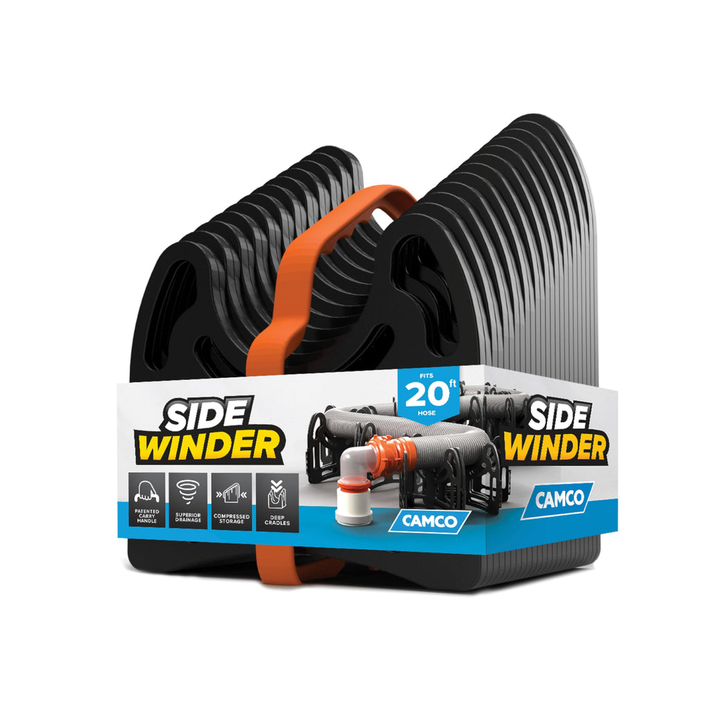 Camco RhinoFLEX 15' RV Sewer Hose Kit — Includes 4-in-1 Adapter, Clear Elbow, & Caps — Connects to 3″ Slip & 3″, 3 1/2″, 4″ NPT Threaded Sewer Connections (39770)