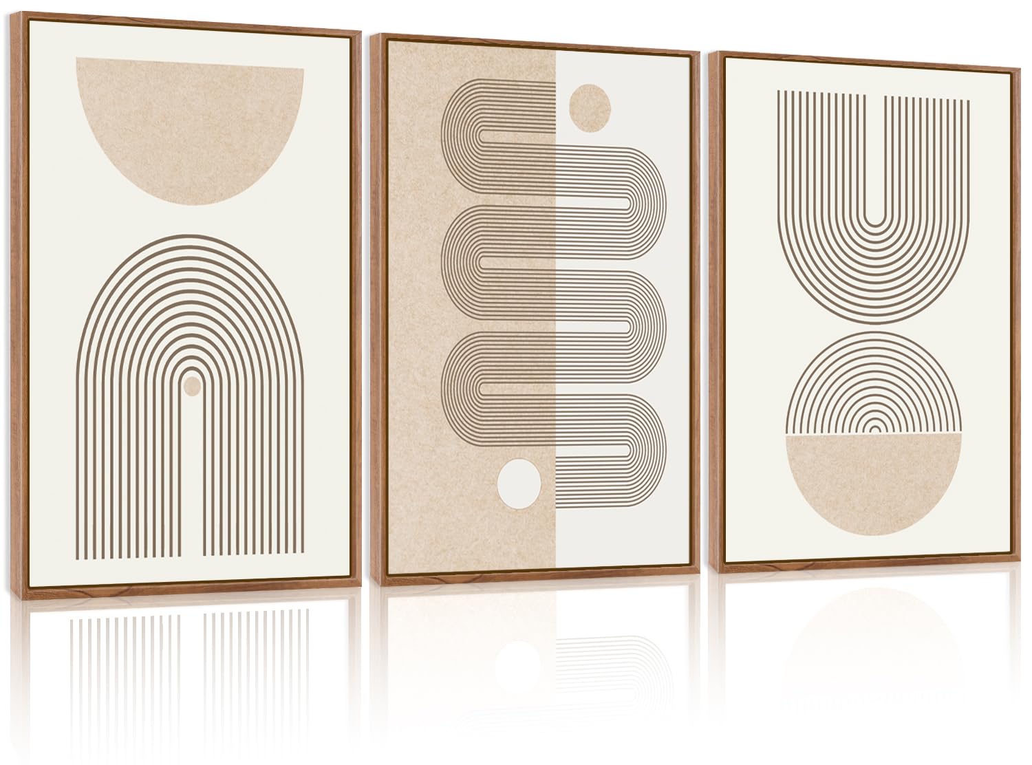 CHDITB Abstract Modern Framed Canvas Wall Art Set, Contemporary Artwork for Home Decor, Neutral Pastel Illustration Wall Painting, Nordic Minimal Zen Art Prints for Living Room Office-16 x24 x3