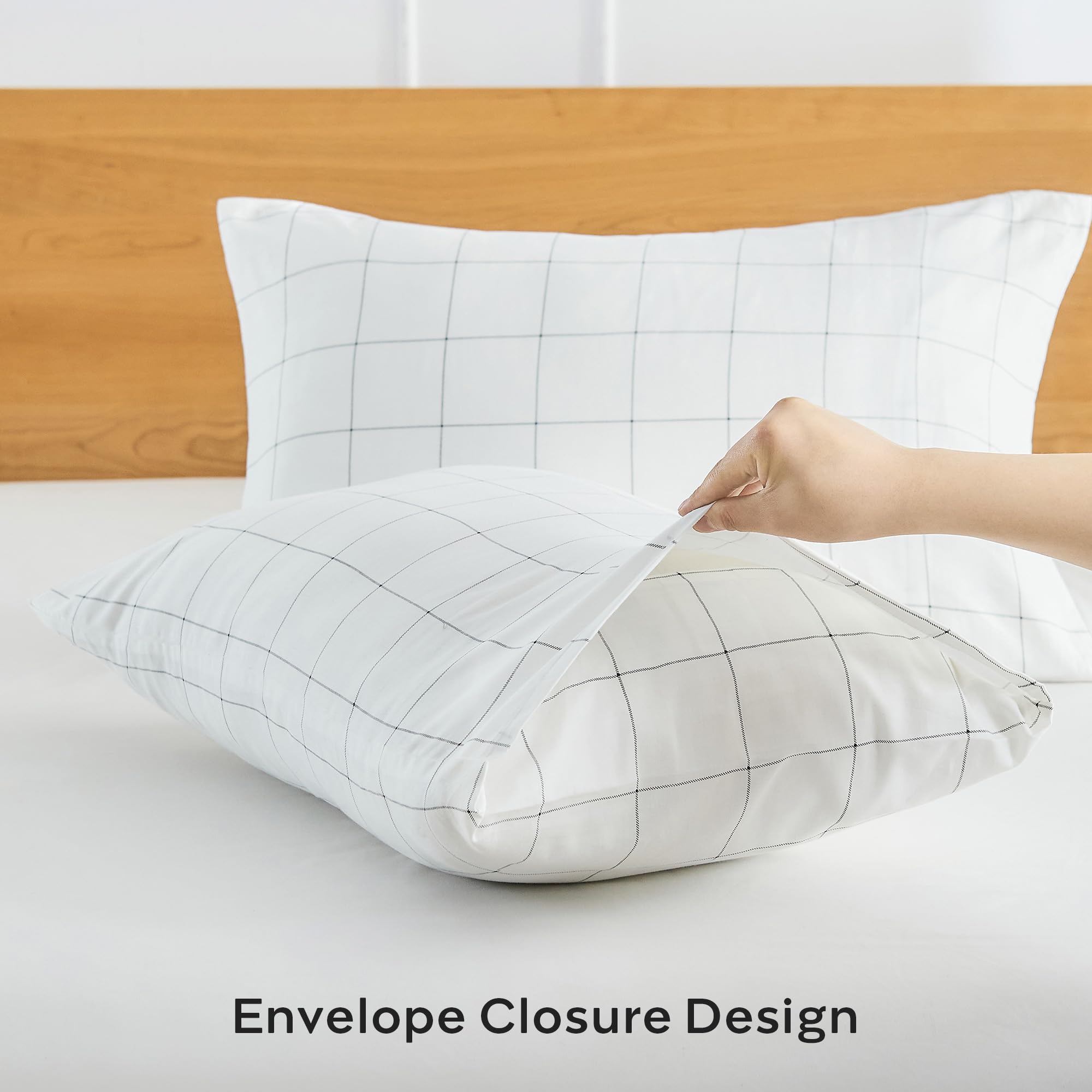 JELLYMONI Cotton Striped Pillowcases Set of 2, Sage Green, Standard | Soft breathable feel, Envelope closure, 400TC cotton, Machine washable, Gentle on skin