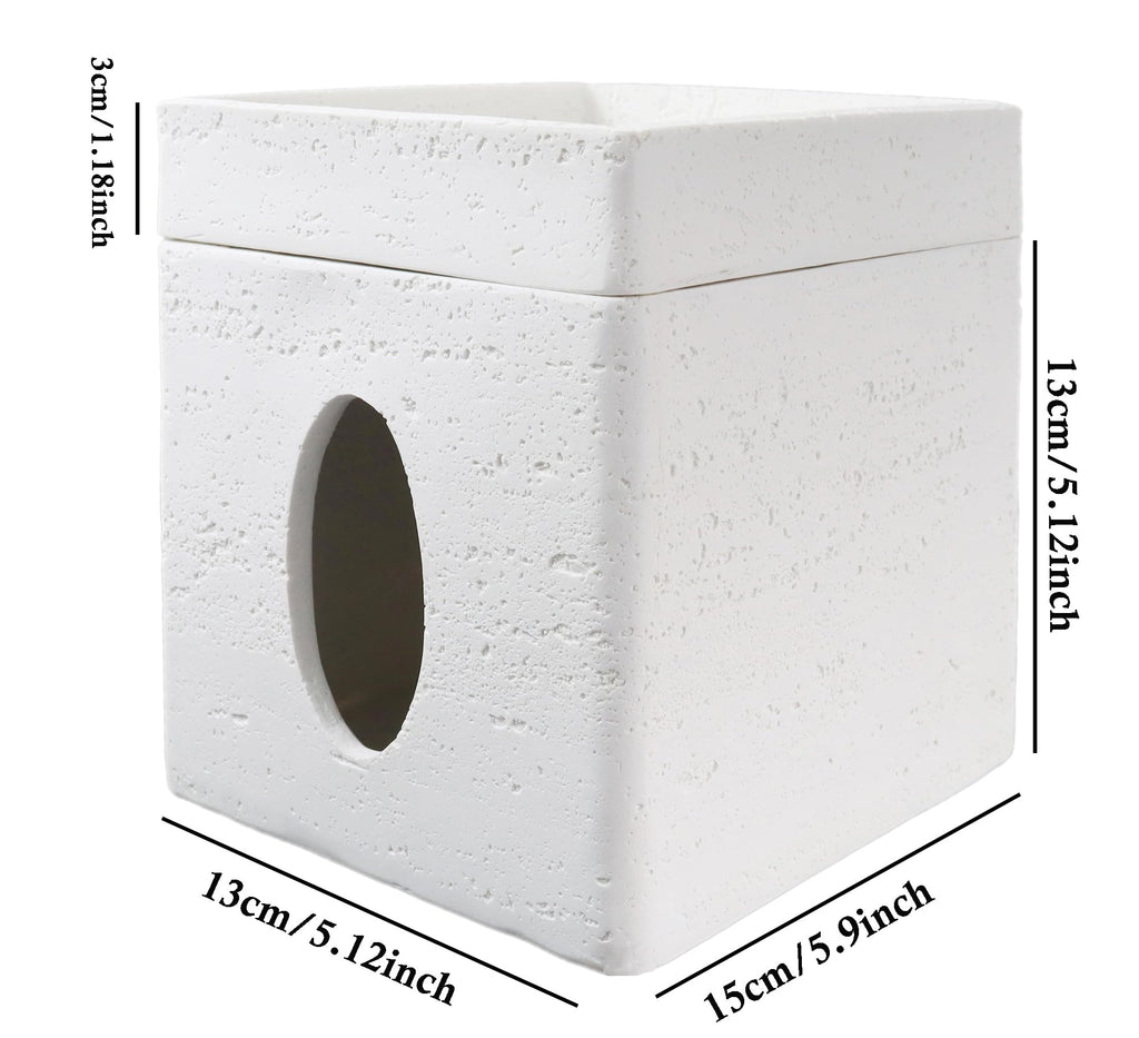 Hymmah Square Tissue Box Cover Holder with Tray,Unique Cube Design Tissue Dispenser Cover Decor for Vanity Counter Tops Also Great for Bedroom and Living Room
