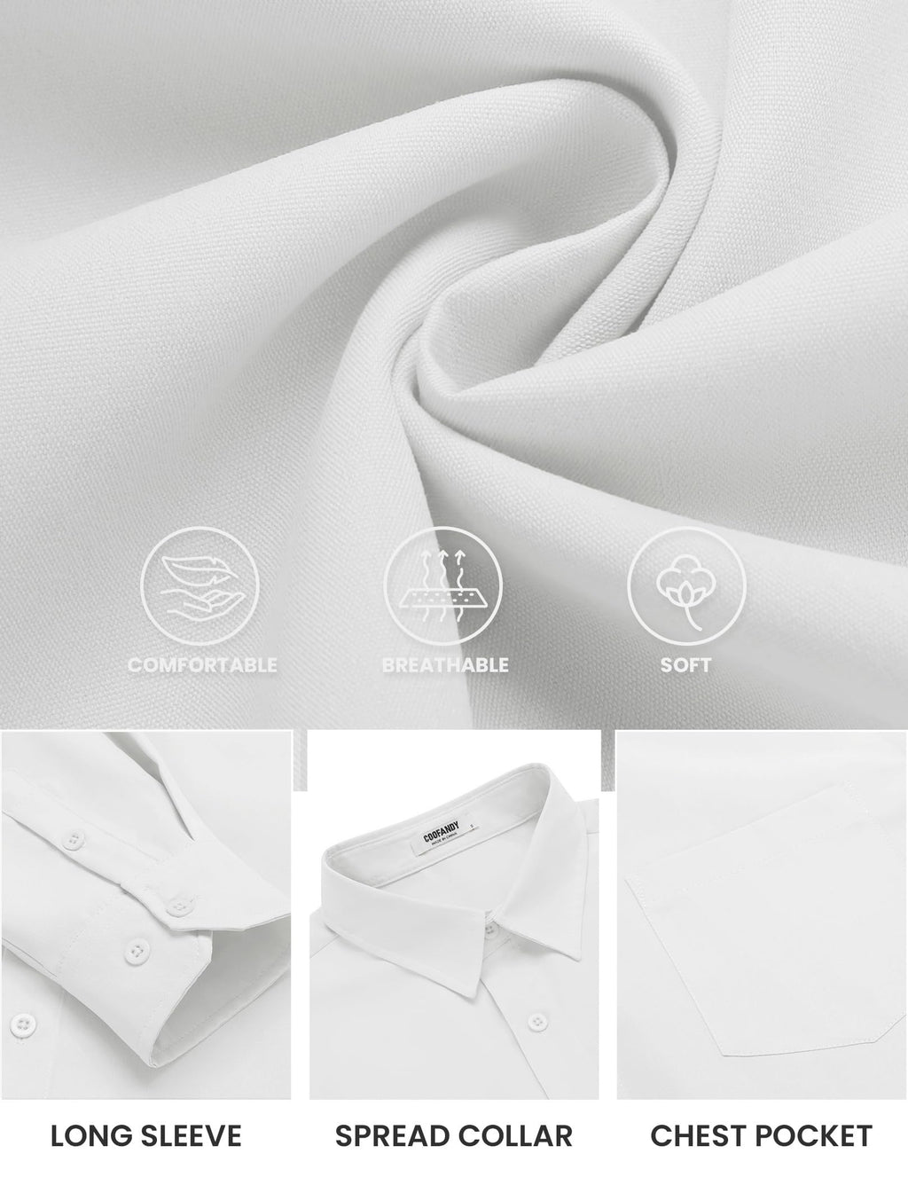 COOFANDY Mens Long Sleeve Button Down Shirts Casual Untucked Shirts for Men Dress Shirts Beach Wedding Shirts