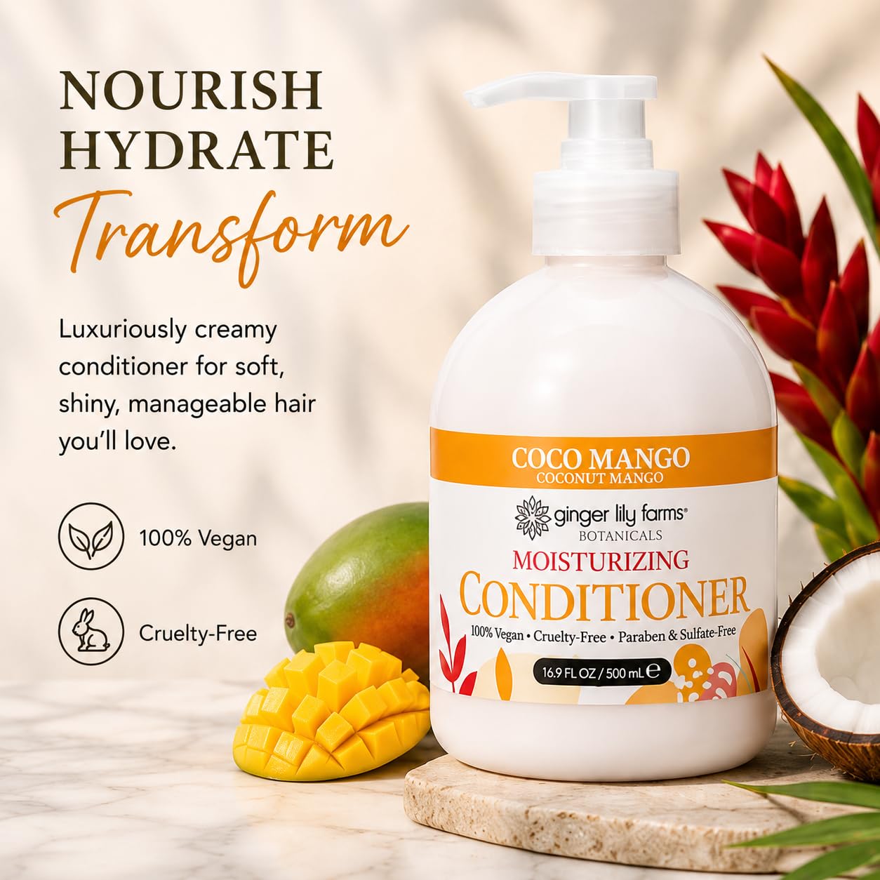 Ginger Lily Farms Botanicals Moisturizing Conditioner for Dry Hair, 100% Vegan & Cruelty-Free, Apple Pear Scent, 1 Gallon Refill (128 fl oz)