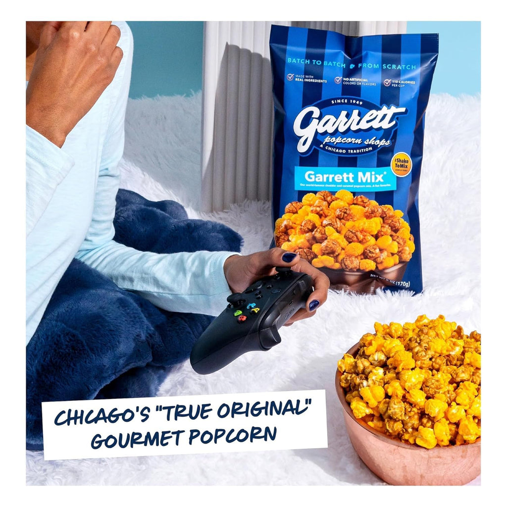 Garrett Popcorn Garrett Mix, 4 Ounce Bags (Pack of 6) - Classic Chicago Style Cheese and Caramel Gourmet Popcorn - Gluten Free, Sweet and Salty Snack, Popped Party Mix