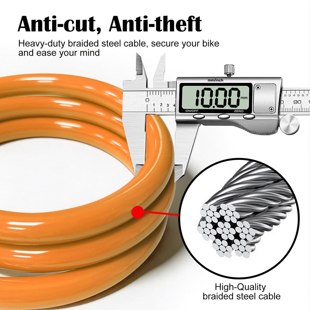 NDakter Bike Lock Cable,High Security 4 Digit Resettable Bike Lock Combination Coiling Bicycle Lock with Mounting Bracket,3/6FT Anti-Theft Cable for Bicycle,Scooter,Ebikes,Door,2/5 Inch Diameter(10mm)