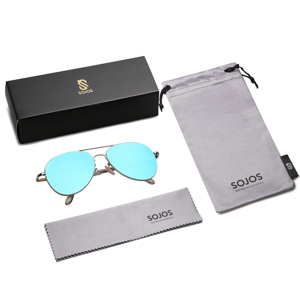 SOJOS Classic Aviator Sunglasses for Women Men Metal Frame Spring Hinges SJ1030