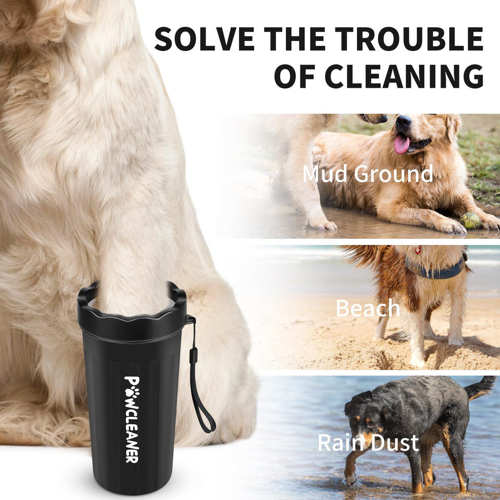 Professional 7 in 1 Dog Paw Cleaner for Dogs & Cats - Includes 1 Portable Paw Washer, 1 Bath Brush, 2 Dog Toothbrushes and 3 Absorbent Towels Note: Fits Paws up to 2 Inches Wide (Small, Black)