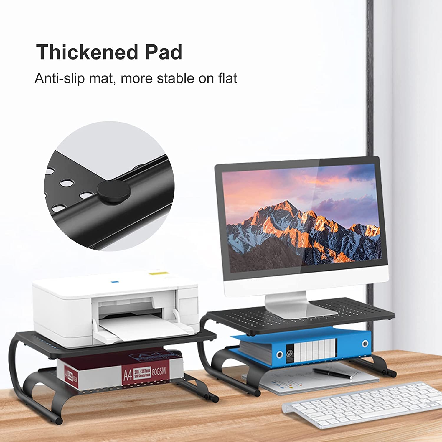 suptek Clamp-on 32 Inch Dual Monitor Desk Mount Riser Shelf Computer Stands for 2 Monitor,Laptop,Printer, Notebook,32.2” x 7.8” x 5.7”