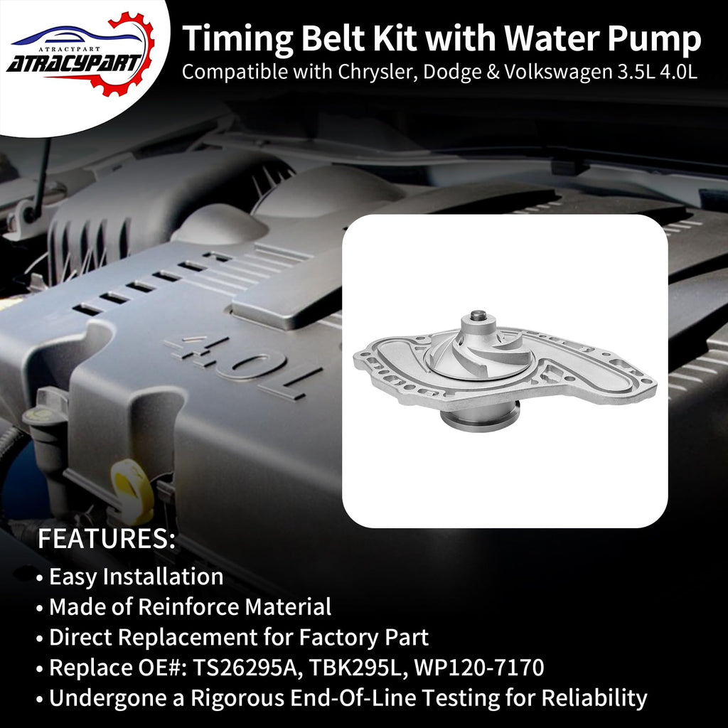 Engine Timing Belt Kit with Water Pump | Compatible With 1987-2001 Toyota Camry Celica RAV4 MR2 Solara 2.0L 2.2L 3SFE 5SFE L4 DOHC 16V | Replaces# TBK138, TCKWP199