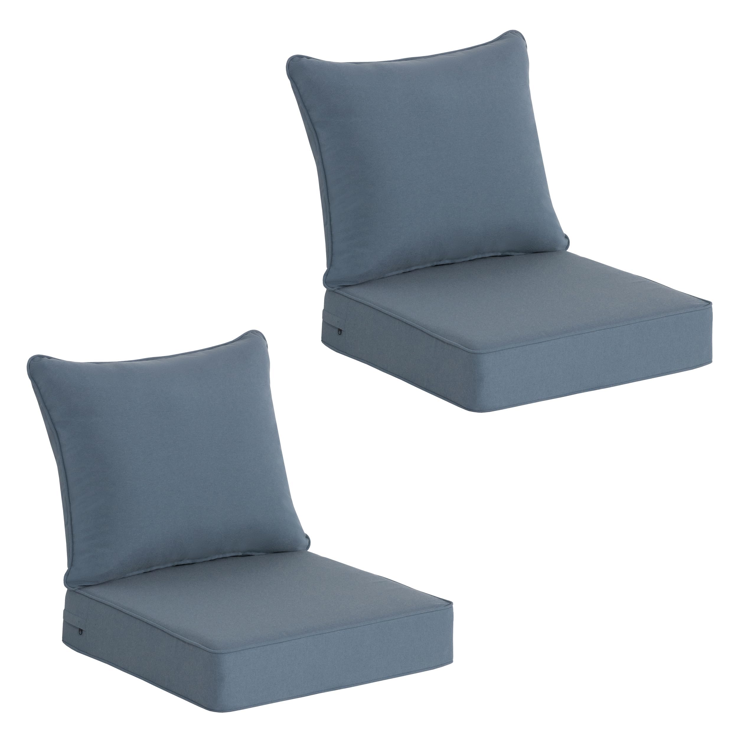 COZYVIDA 5.1" Thick Outdoor Patio Cushions Set of 2, 22"x24"x5.1" Seat, C0 Water-Resistant Breathable Fabric, UV-Resistant 1000+ Hrs, 35D Foam with Recycled Fiber Fill,Beige