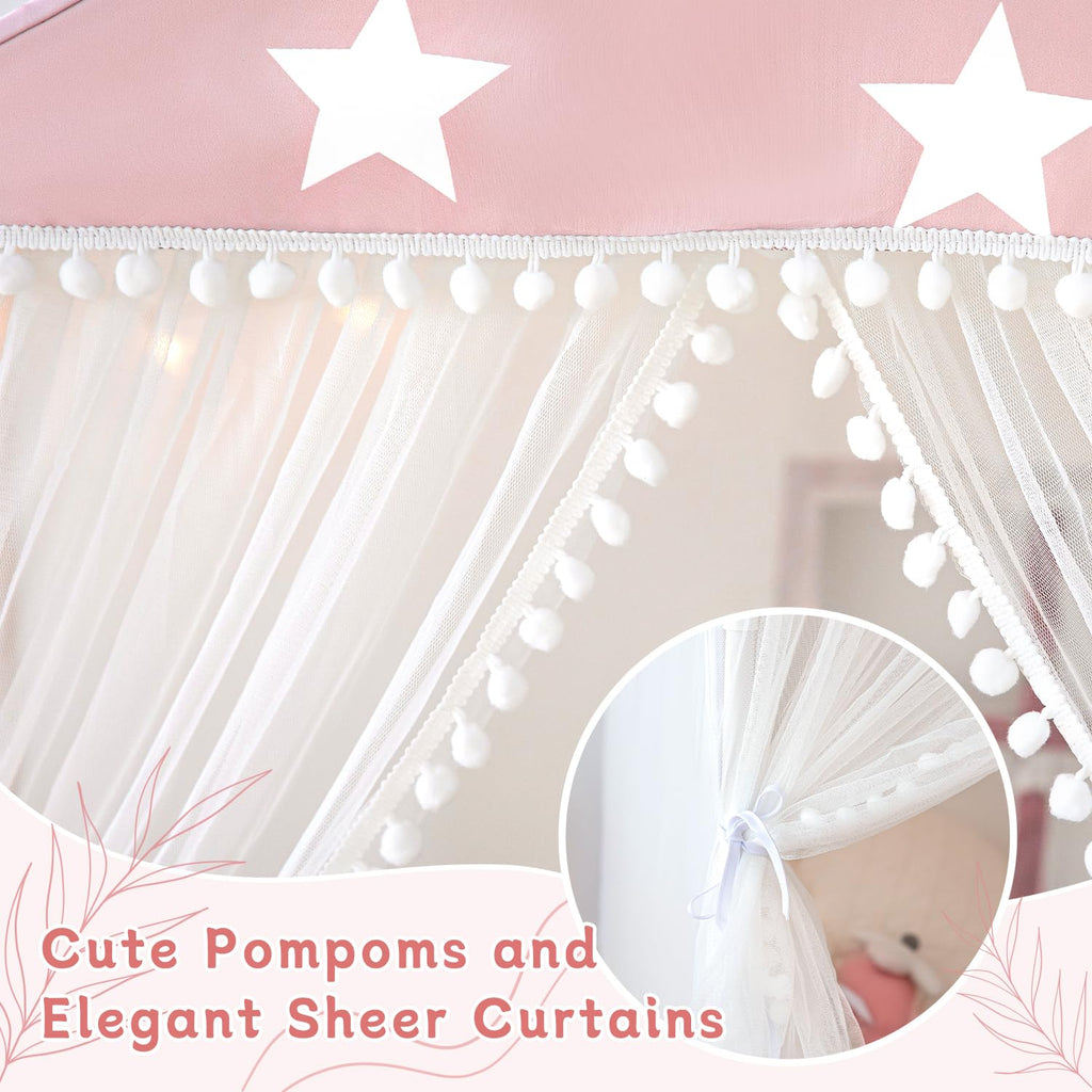 Kids Play Tent with Mat, Large Playhouse Play Tent Indoor for Girls Boys | Kids Play Playhouse Tent Ages 4-8 for Toddlers Children Boy Girl Play House Toy Birthday Gift, Washable, 57" x 35.5" x 53"