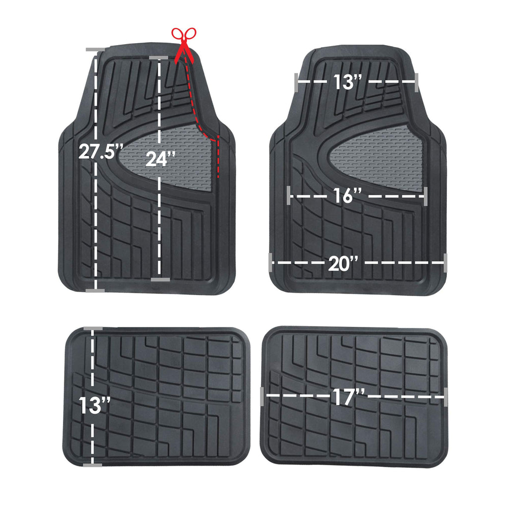 FH Group Automotive Floor Mats - Heavy-Duty Rubber Floor Mats for Cars, Universal Fit Full Set, Climaproof Floor Mats, Trimmable Floor Mats for Most Sedan, SUV, Truck Floor Mats Beige