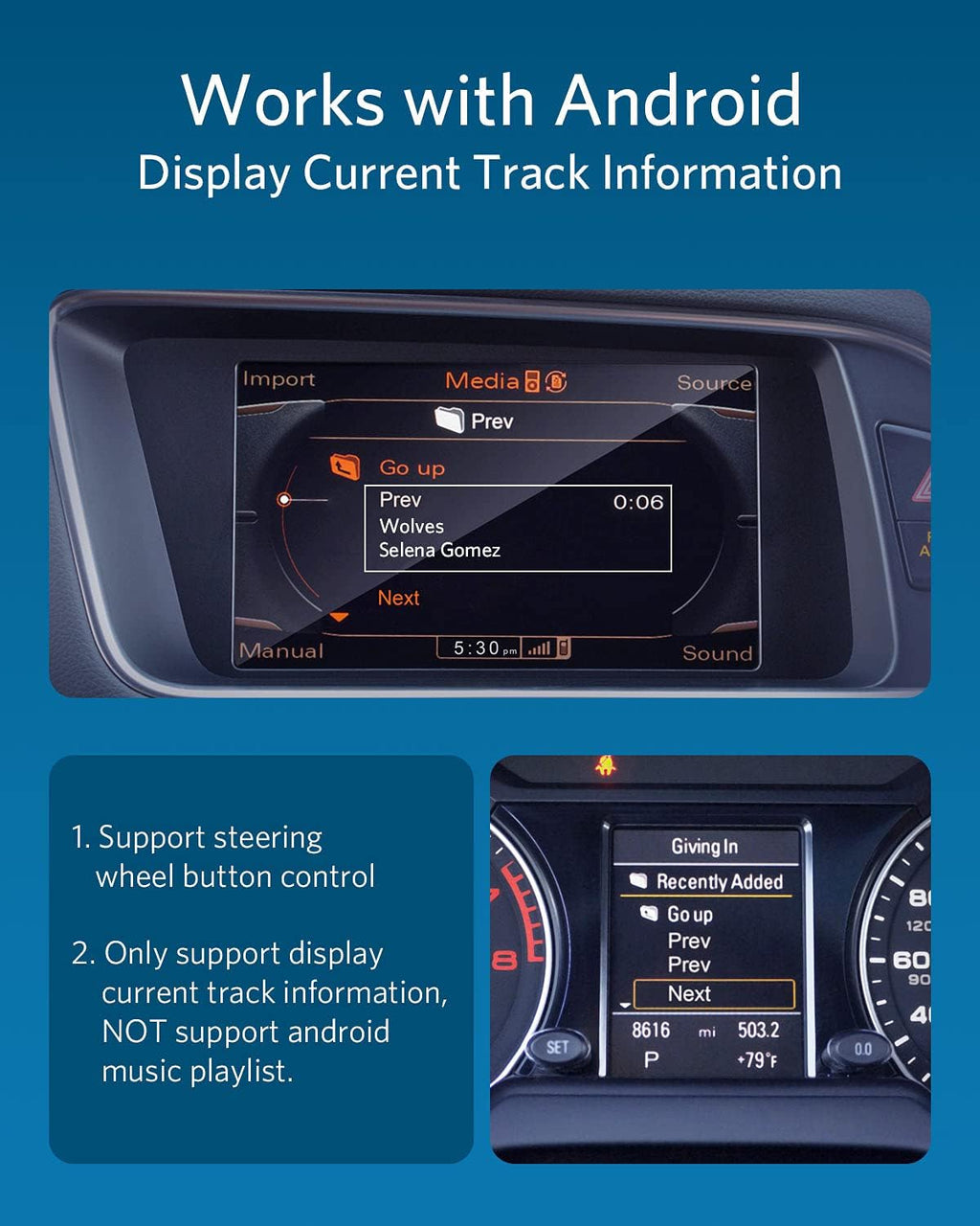 INVERY Airdual Bluetooth 5.0 aptX-HD Adapter Compatible for Audi MMI 3G AMI Music Interface,Audi Symphony,Audi Concert,VW MDI,Mercedes Media Interface
