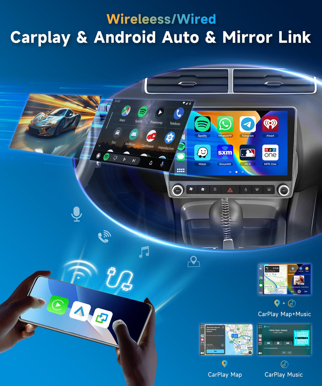 5G WiFi Android 15 Car Stereo for Chevrolet Chevy Camaro 2008–2015 Wireless Carplay Android Auto,9" HD IPS Touchscreen Car Radio Support GPS/10band DSP Audio/Bluetooth/FM/SWC/Backup Camera