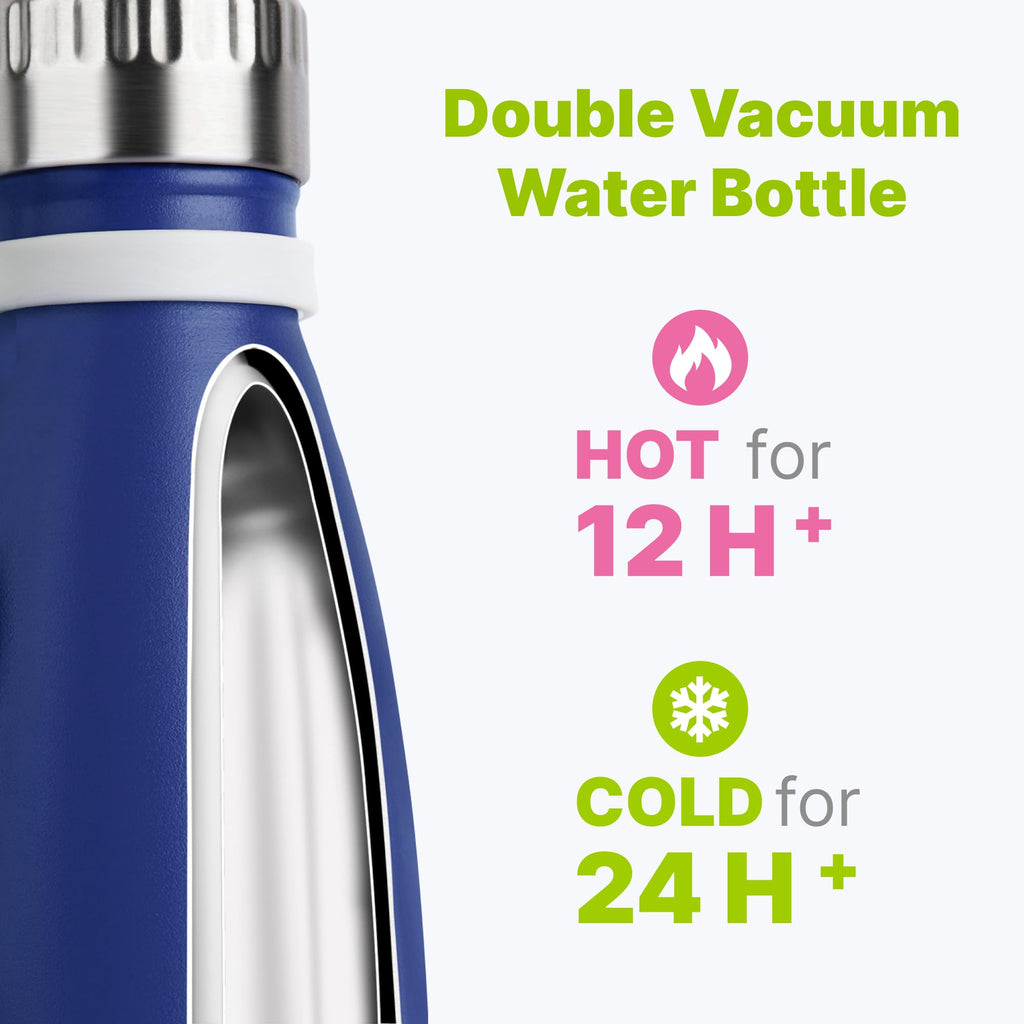 9 oz Water Bottle for Kids-Small Stainless Steel Water Bottle for School Vacuum Insulated Metal Leak Proof Cola Shape Water Flask for Boys Girls(Baby Blue)