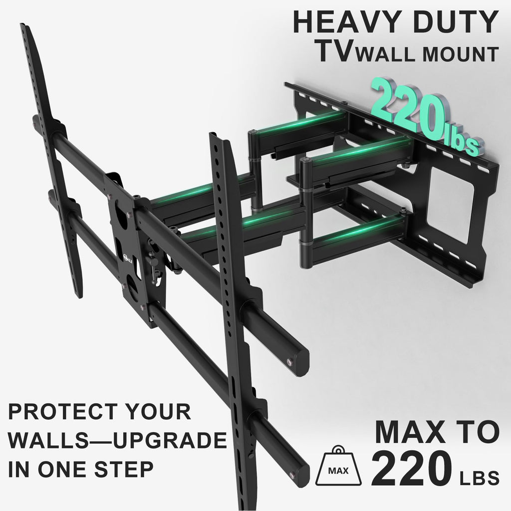 WALI Full Motion TV Wall Mount for 32–70 Inch TVs – Dual Articulating Mount with Swivel, Tilt & Extension | VESA up to 400x400mm | Fits 12/16" Wood Studs | Holds Up to 88 lbs