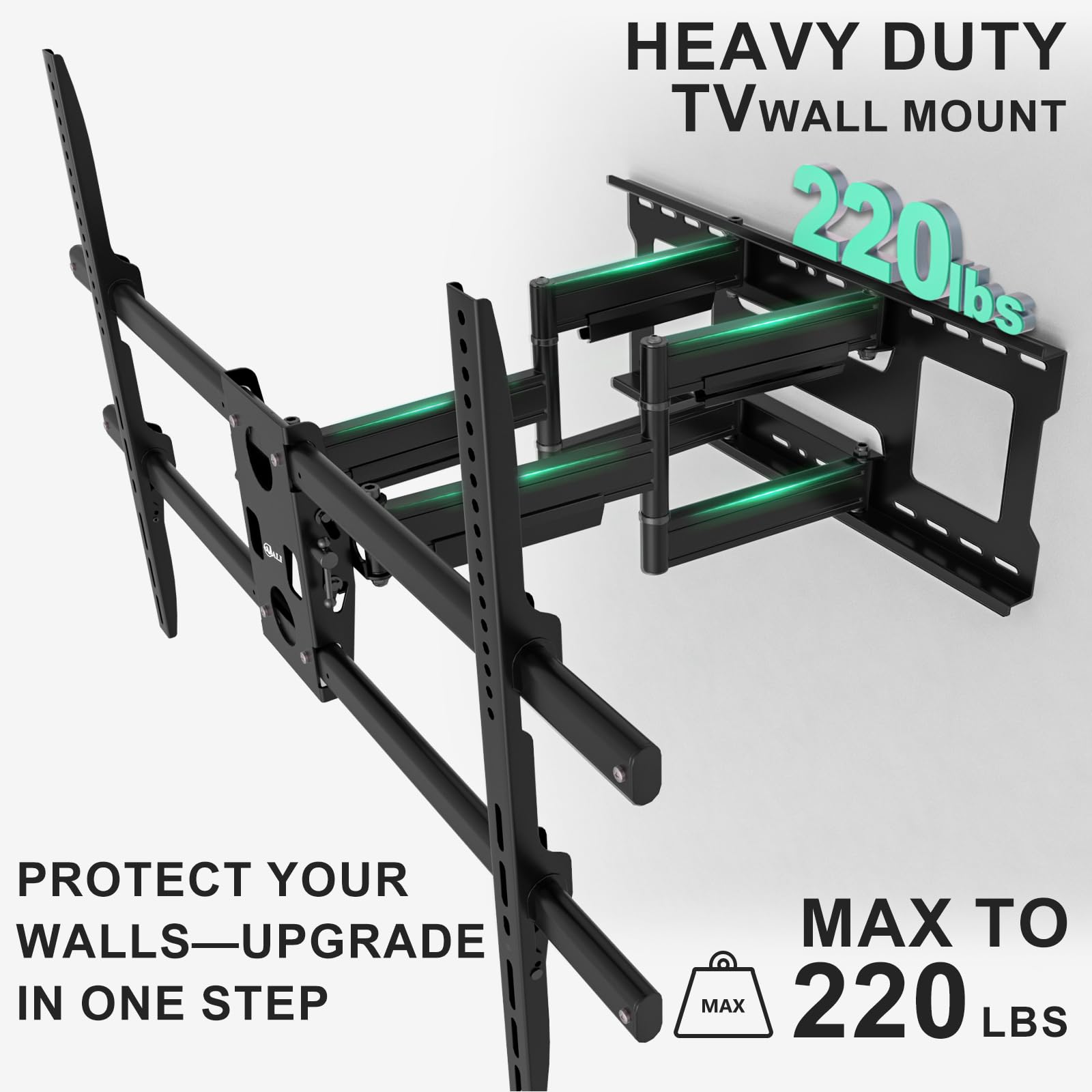 WALI Full Motion TV Wall Mount for 32–70 Inch TVs – Dual Articulating Mount with Swivel, Tilt & Extension | VESA up to 400x400mm | Fits 12/16" Wood Studs | Holds Up to 88 lbs