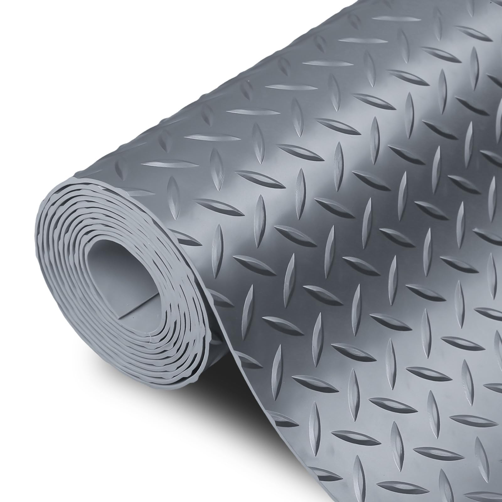 SEAL 4 x 6 FT Premium Garage Floor Mat, Solid 2.8mm Thick Lay-Flat Black Commercial Grade Heavy Duty Parking Mat for Golf Cart, Workbench, ATV, Water/Stain Resistant Runner (Embossed Diamond Plate)