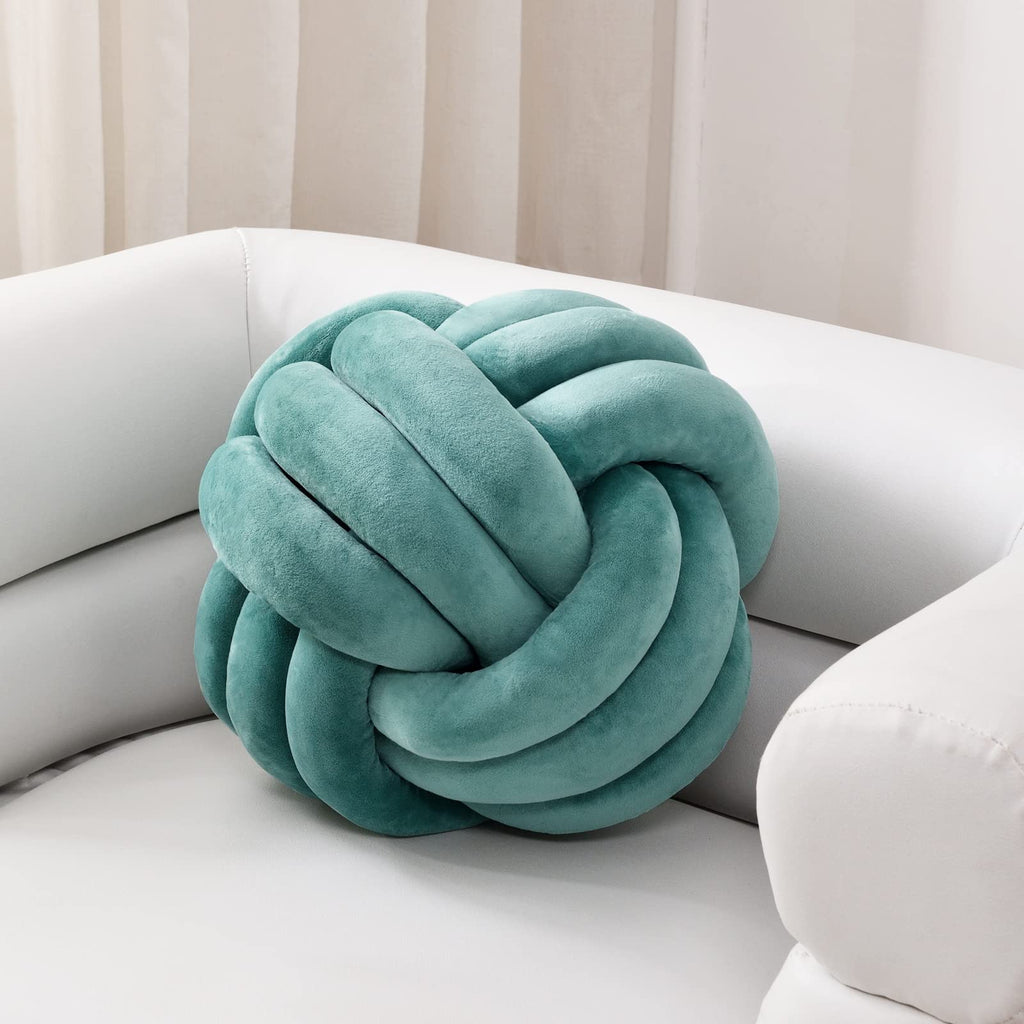 Sioloc Soft Knot Ball Pillows,Round Throw Pillow Cushion Home Decoration Plush Pillow,Throw Knotted Pillow Handmade Round Pillow（7.8inches,Beige）