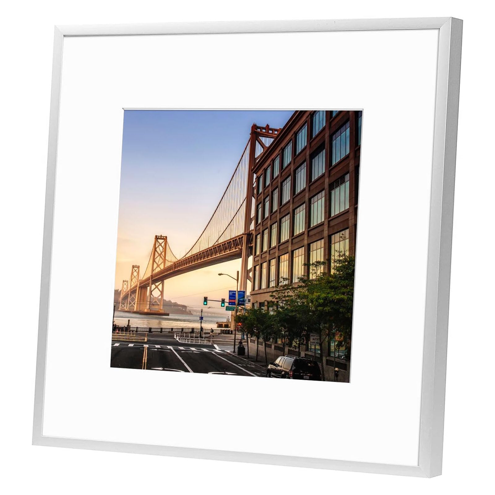 Frametory, 6x8 Aluminum Picture Frame - 6 x 8 Black Frame with Removable Mat for 5 x 7 Photo - 6 by 8 Durable Metal Frame with Real Glass - Sawtooth Hanger for Easy Wall Display - 1 Pack