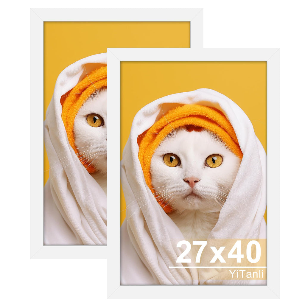 16x24 Black Frame 2 Pack, Engineered Wood for 24 x 16 in Poster | Horizontal or Vertical Wall Mounting, 24x16 Poster Frames for Gallery, Office, and Home Decor
