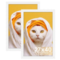 16x24 Black Frame 2 Pack, Engineered Wood for 24 x 16 in Poster | Horizontal or Vertical Wall Mounting, 24x16 Poster Frames for Gallery, Office, and Home Decor