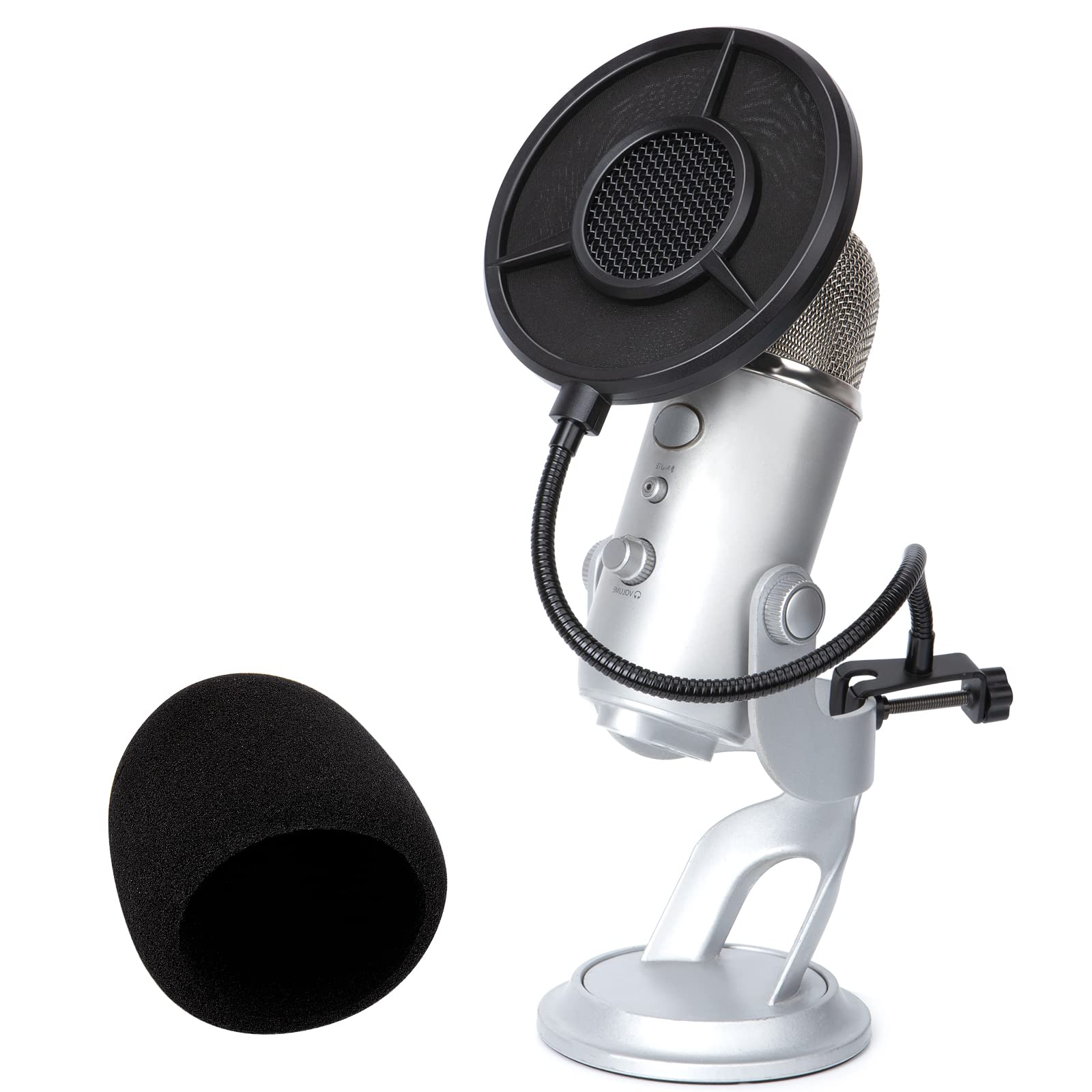 YOUSHARES 2PCS Blue Yeti Pop Filter for Blue Yeti Microphone, Yeti Foam Windscreen with Dead Cat Blue Yeti Mic Cover for Yeti Mic and Blue Yeti Pro USB Microphone