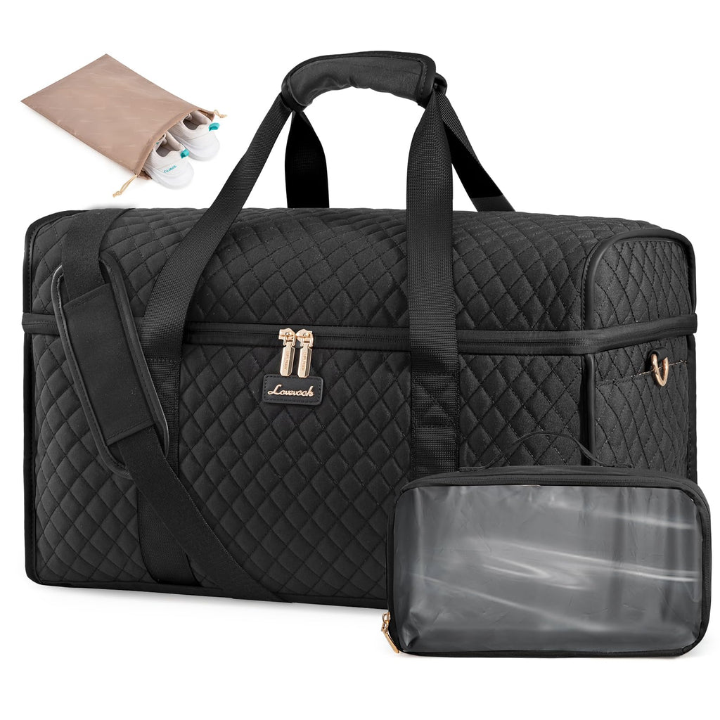 LOVEVOOK Travel Duffle Bag - Weekender & Overnight Bag with Toiletry & Wet Pocket, Carry-On Size, 3pc Set
