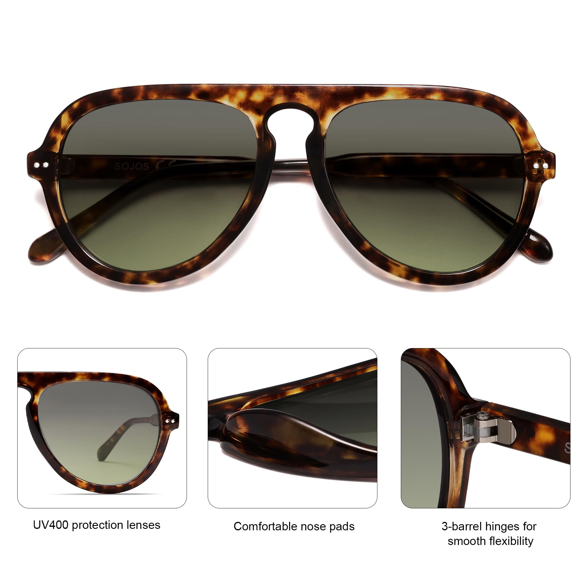 SOJOS Retro Aviator Sunglasses Womens Mens Vintage Plastic Frame Shades Lentes De Sol Para Mujer SJ2255