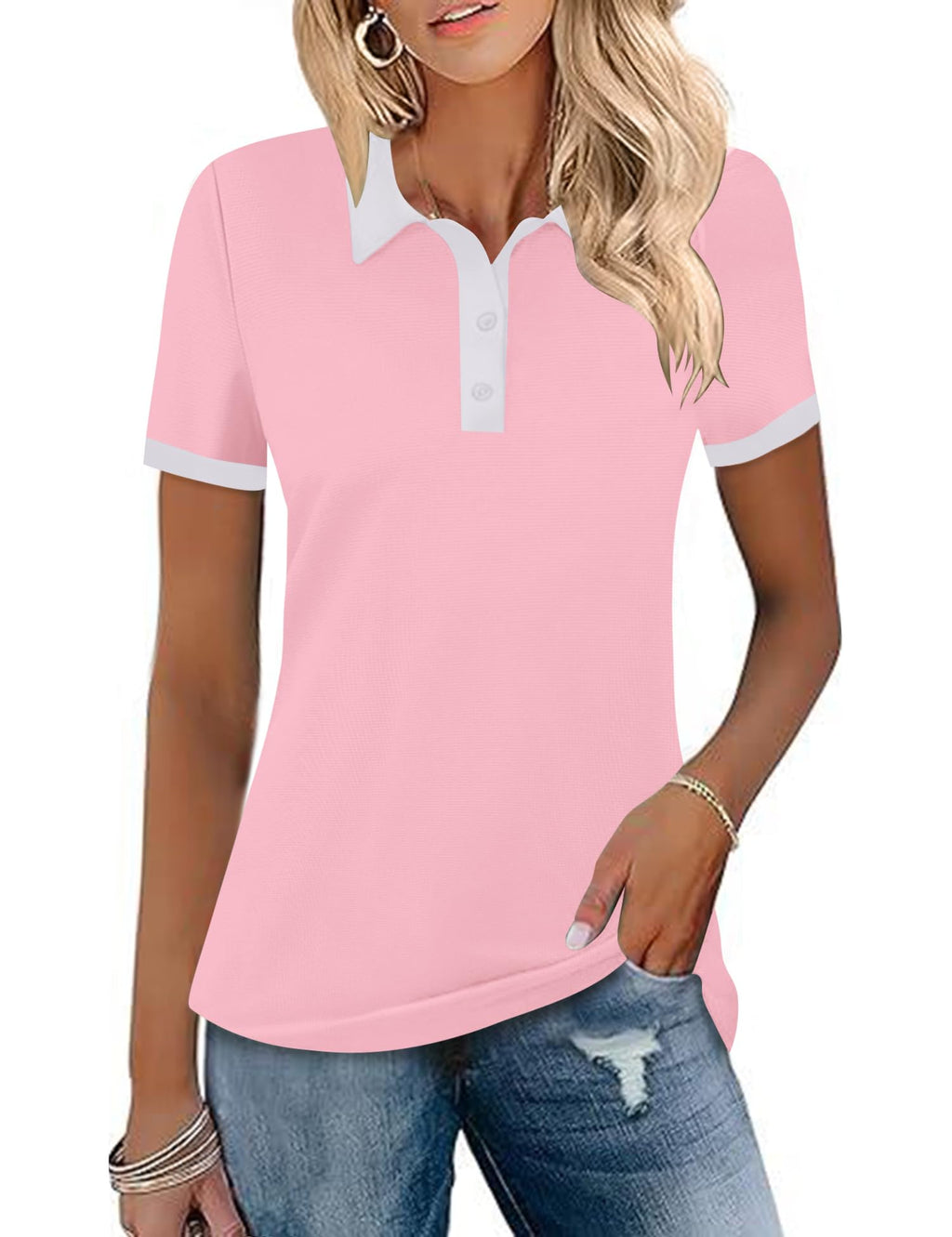 LOMON Womens Golf Polo Shirts Short Sleeve Collared Tops Lightweight Moisture Wicking Tennis Activewear S-XXL
