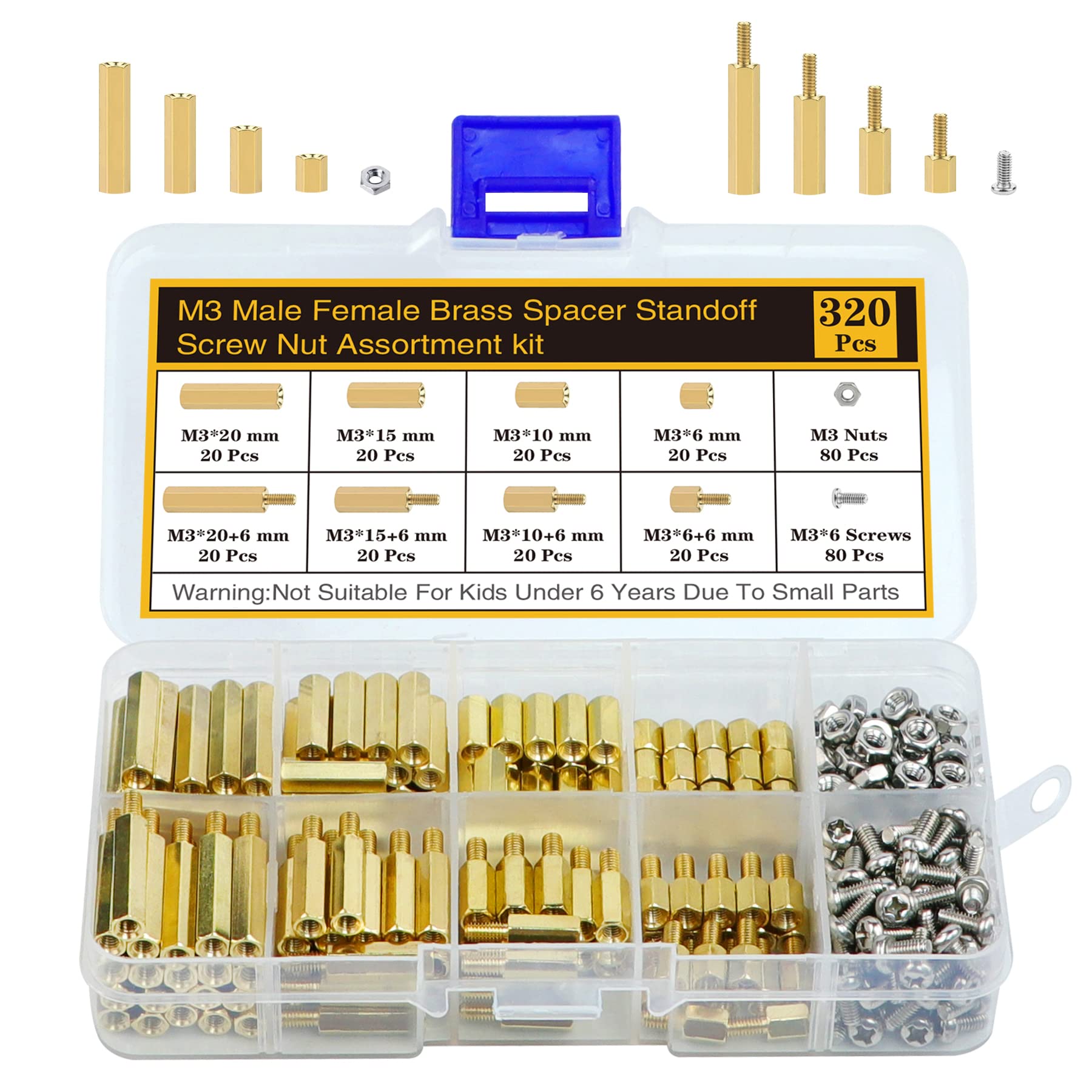 400Pcs M2 Motherboard Standoffs&Screws&Nuts Kit, Hex Male-Female Brass Spacer Standoffs, Laptop Screws for DIY Computer Build, Electronic Projects, Raspberry Pi, Circuit Board etc.