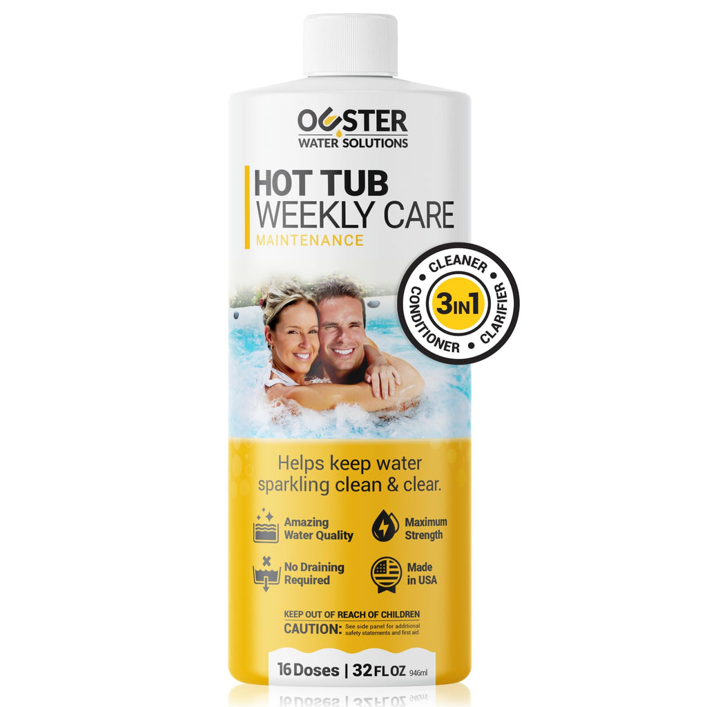 Bio Ouster 3-in-1 Weekly Hot Tub Chemicals & Spa Chemicals - Cleaner Clarifier Conditioner for Inflatable & Acrylic Spas - Chlorine Bromine Saltwater - Pre-Measured, No Draining, Made in USA (4 Week)
