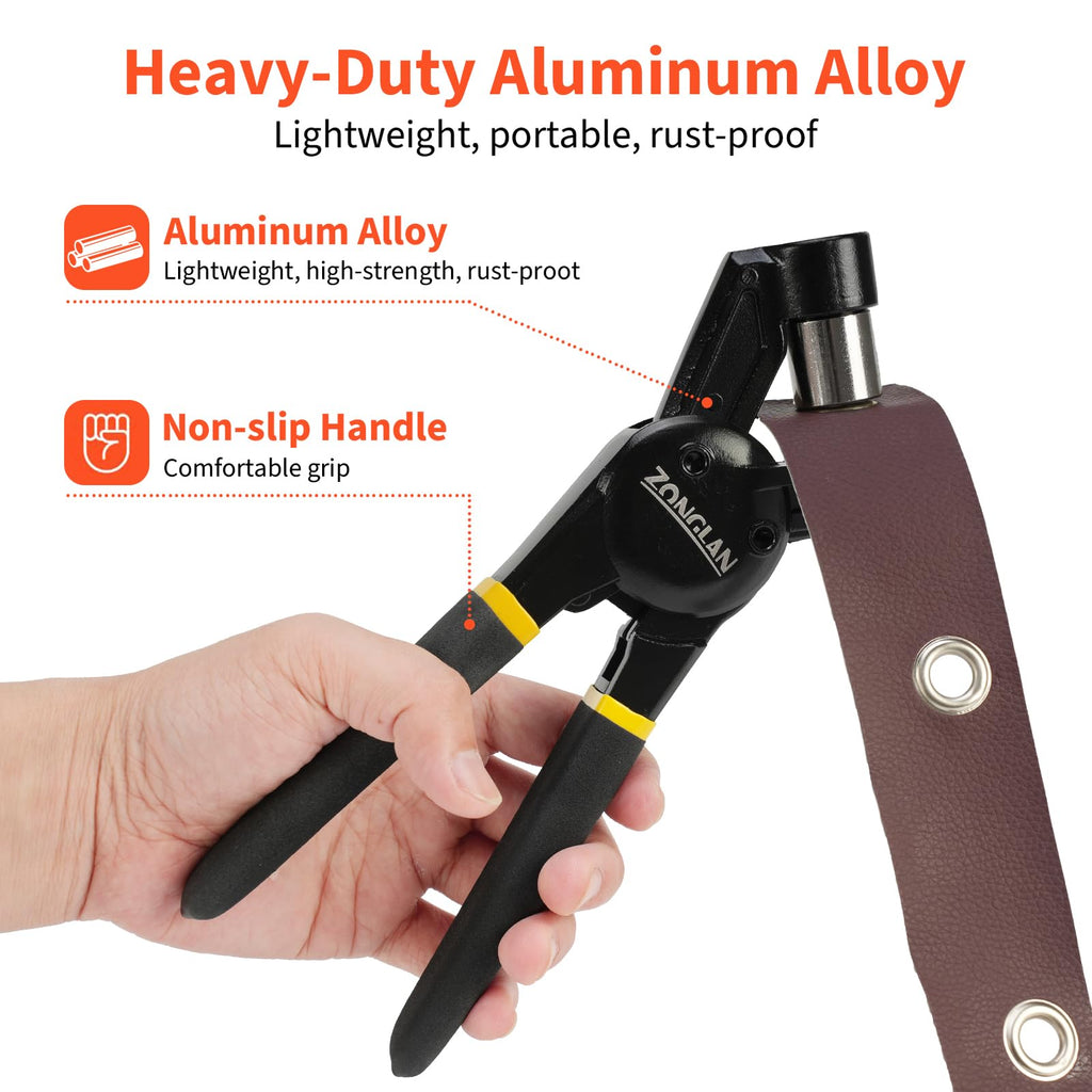 Heavy Duty Grommet Tool Kit with 1/2 Inch Die and 300 Sets of 12MM Grommets,Handheld Manual Eyelet Tool Rivet Press Punch Pliers for Leather Canvas Fabric
