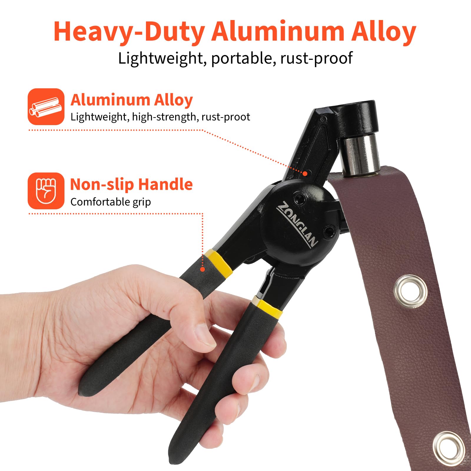 Heavy Duty Grommet Tool Kit with 1/2 Inch Die and 300 Sets of 12MM Grommets,Handheld Manual Eyelet Tool Rivet Press Punch Pliers for Leather Canvas Fabric