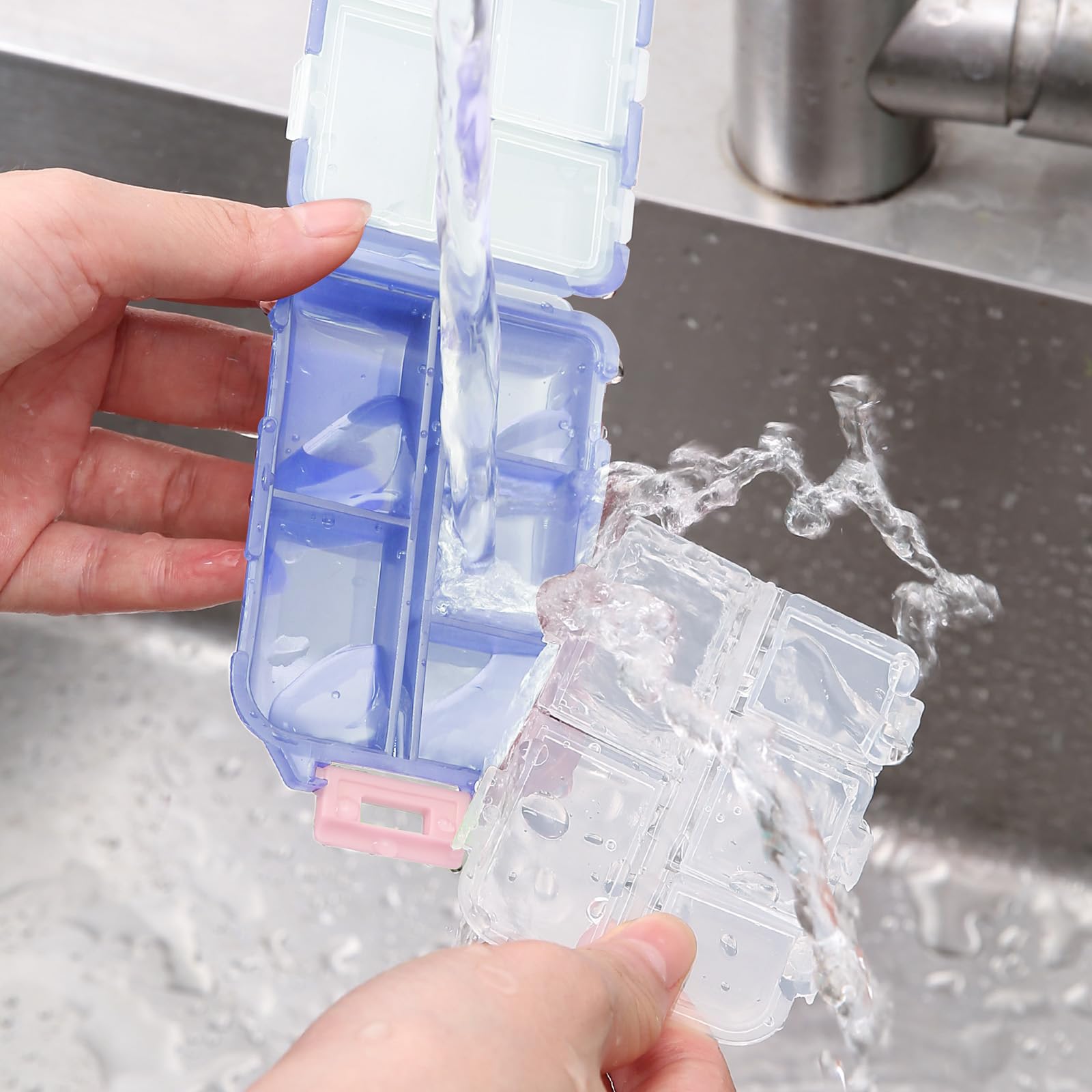 1Pack Travel Pill Organizer - 10 Compartments Pill Case, Compact and Portable Pill Box, Perfect for On-The-Go Storage, Pill Holder for Purse Blue