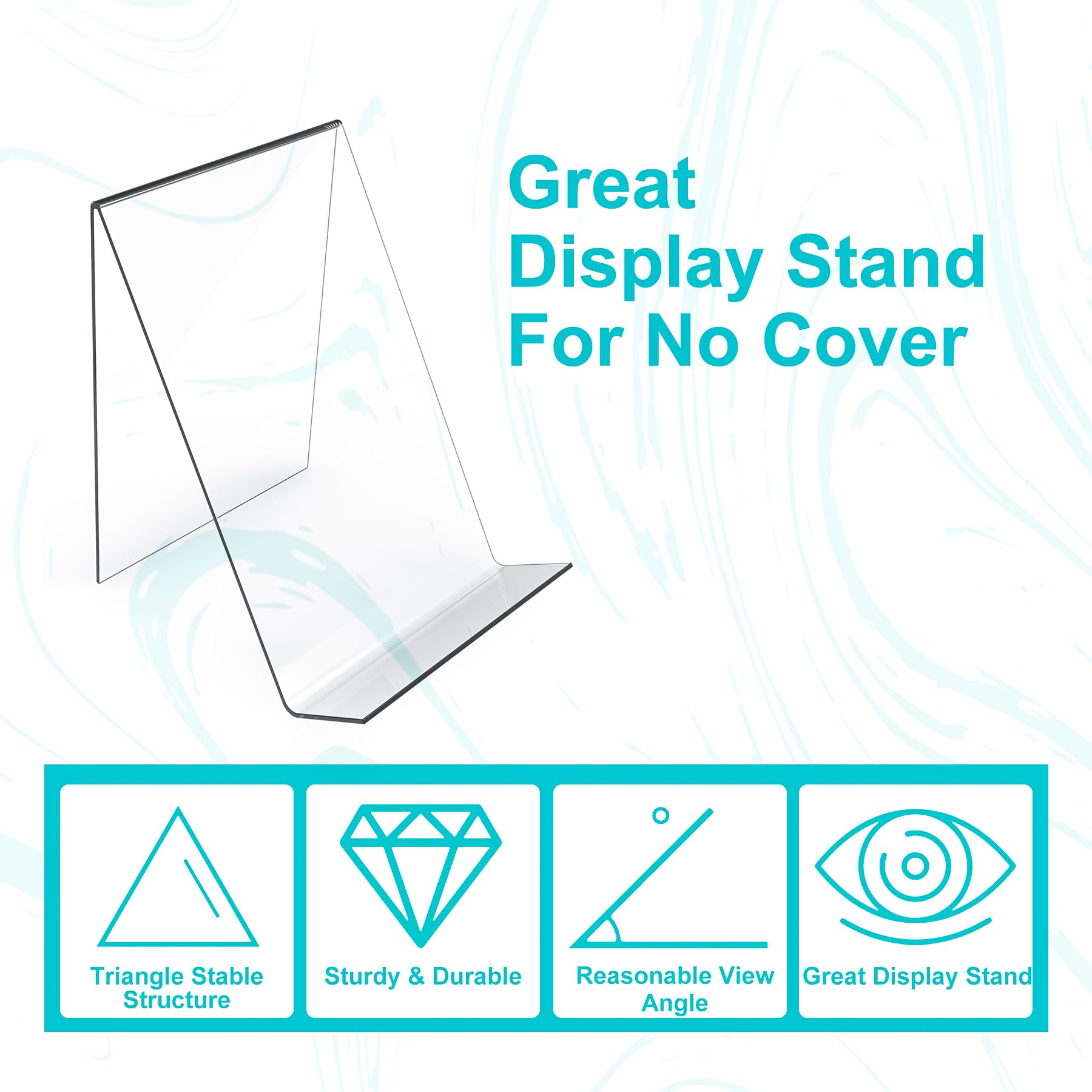 Boloyo Acrylic Book Stand Without Ledge,6 Inch 4PC Clear Acrylic Display Easel Transparent Display Stand Holder Tablet Holder for Displaying Pictures,Books,Artworks, CDs