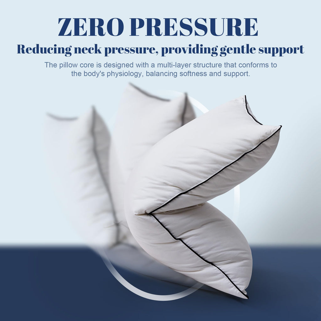 Feather Down Pillows Standard Size Set of 2, Luxury Hotel Collection Bed Pillow 2 Pack, Airyfil™ Powered Fillings & Feathers Pillow，Fluffy Plush for Side Sleepers,Firm, 20x26 in.