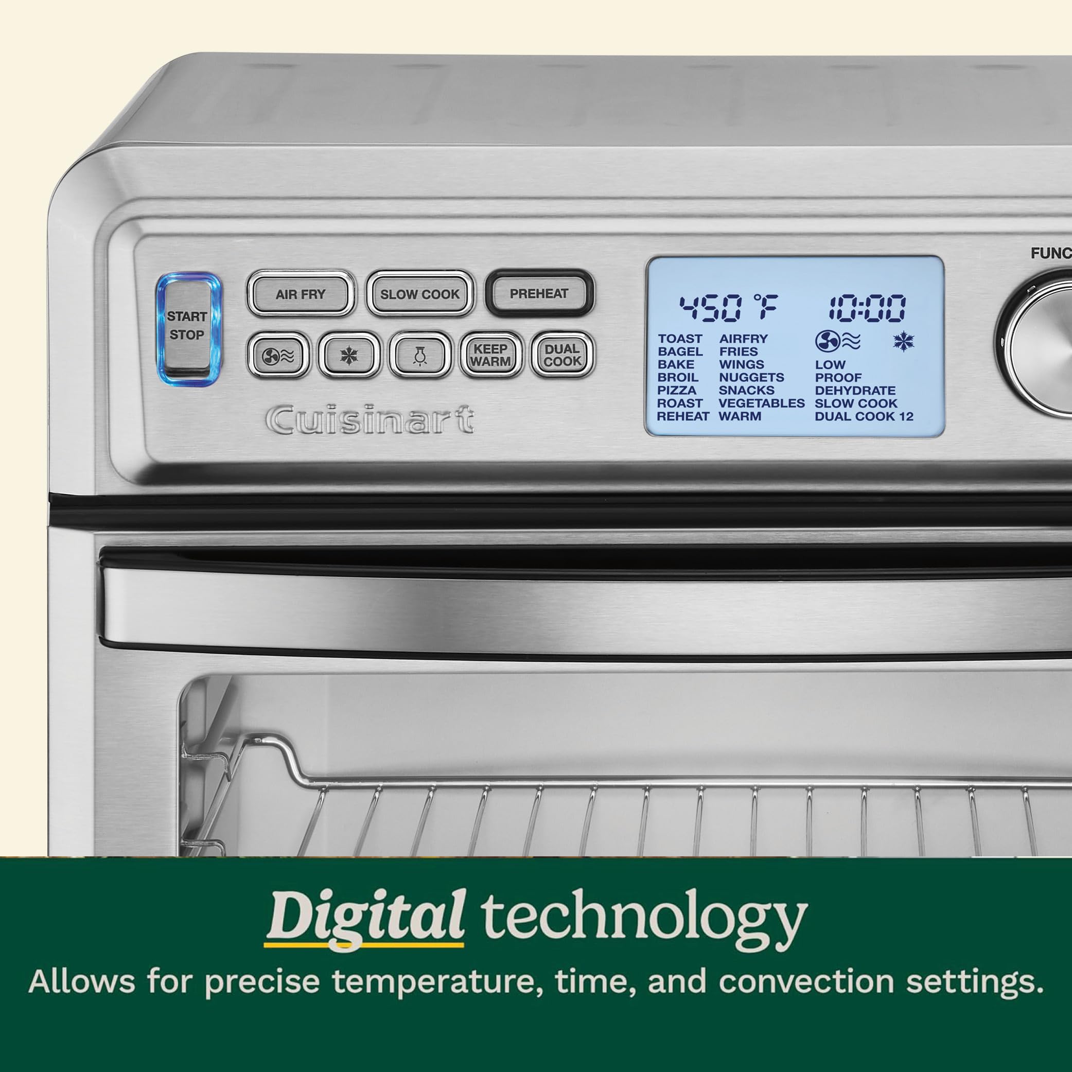 Cuisinart Air Fryer + Convection Toaster Oven, 8-1 Oven with Bake, Grill, Broil & Warm Options, Stainless Steel (TOA-70C)
