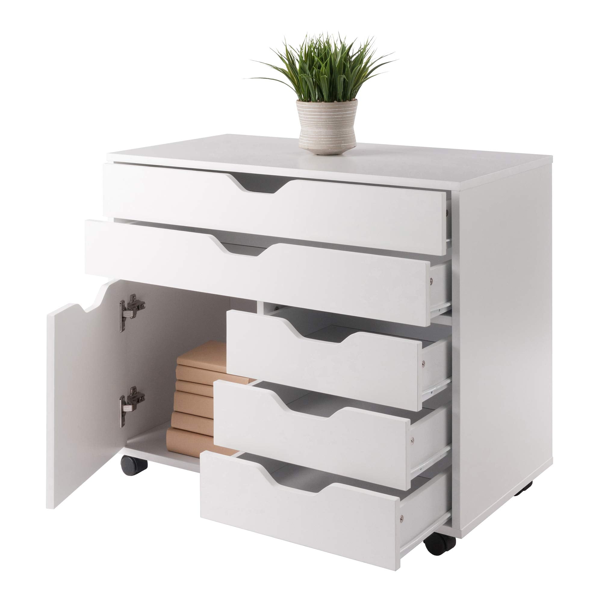 Winsome Halifax Mobile Storage Cabinet with Doors & Drawers, Stylish & Functional Home Storage Cabinet for Filing, Kitchen Organization, Moveable Furniture for Office, Dorms, Apartments