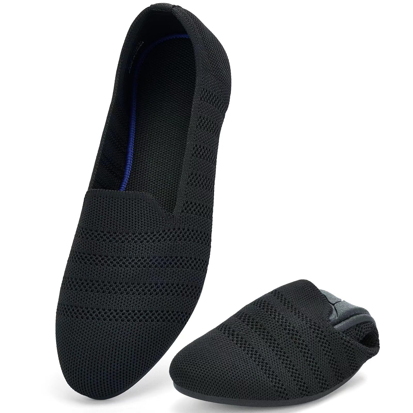 poemlady Women’s Ballet Flat Shoes Dress Shoes Knit Round Toe Slip On Ballerina Walking Flats Shoes for Woman Low Wedge Casual
